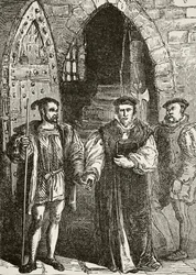 El cardenal John Fisher saliendo de la Torre de la Campana camino a su ejecución, de 